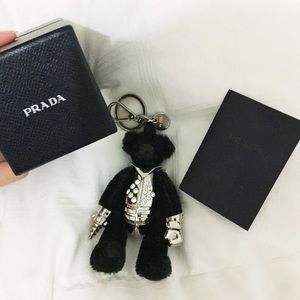 Authentic Prada Plush Teddy Bear Keychain NWT